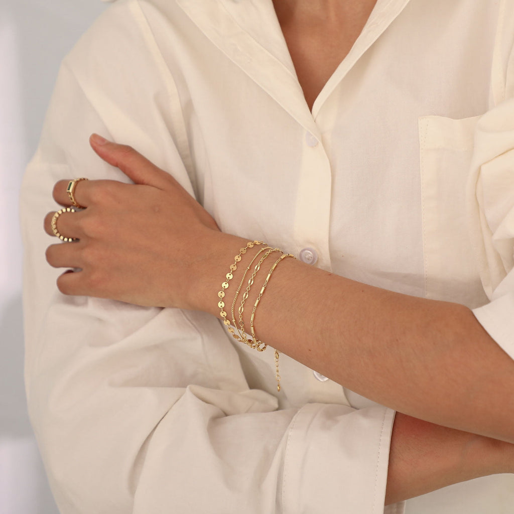 6PCS Bracelets for Women 14K Plated Dainty Layered Stacking Jewelry Set Gifts