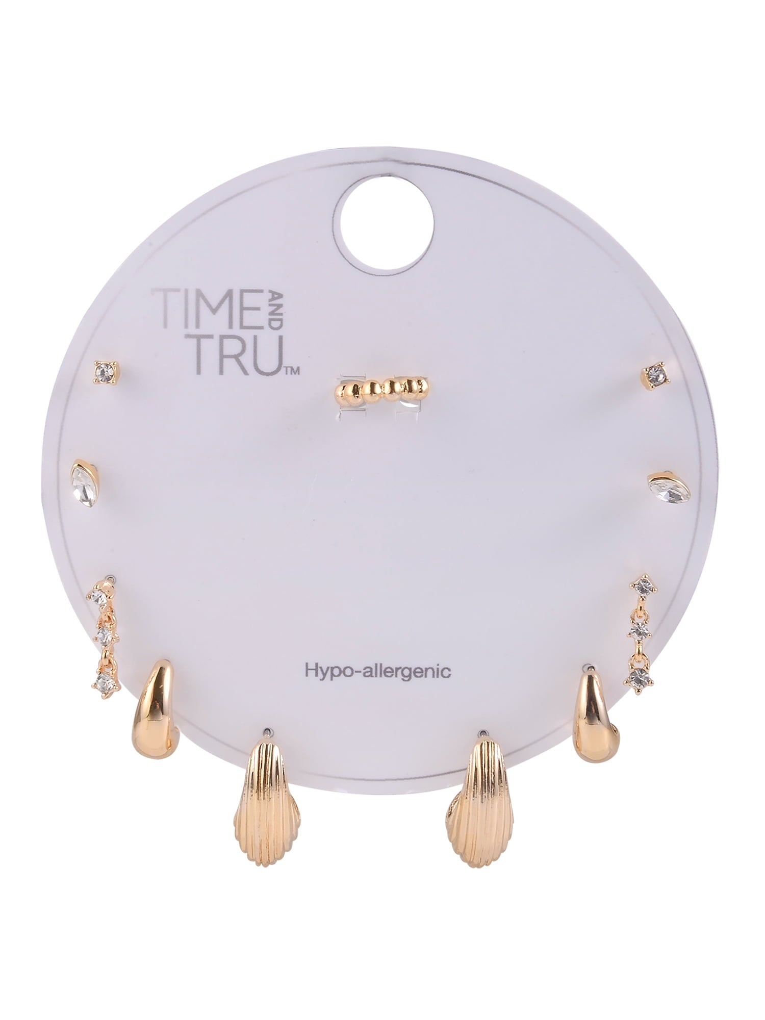 Adult Female -Tone 5 Pair Twisted Triple Hoop Stacker Earring Set