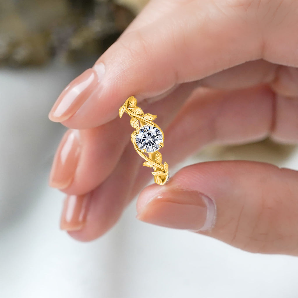 0.50 Round Cut Bohemian Engagement Ring - Vintage Ring - 18k White Plating for Women