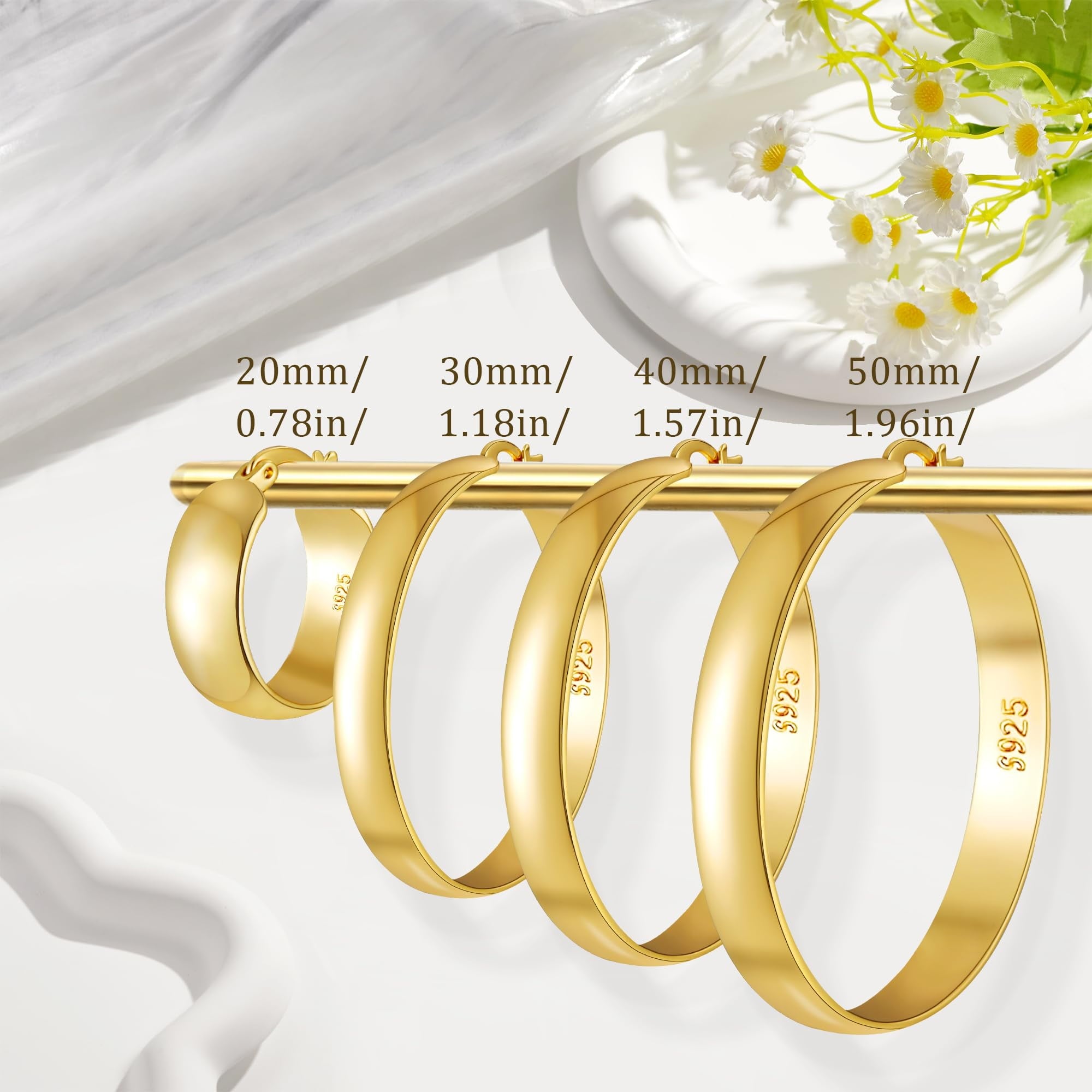 4 Pairs Hoop Earrings for Women CZ Small Huggie Cartilage Post Hypoallergenic Earrings Set for Multiple Piercing Valentines Day Jewelry Gifts Her Teen Mom Wife Lady Adults Ideas