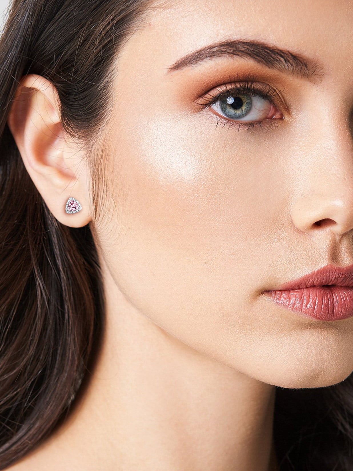 Stud Earrings for Women, 925 Sterling Heart Created Diamond Studs Earrings / Gifts - September