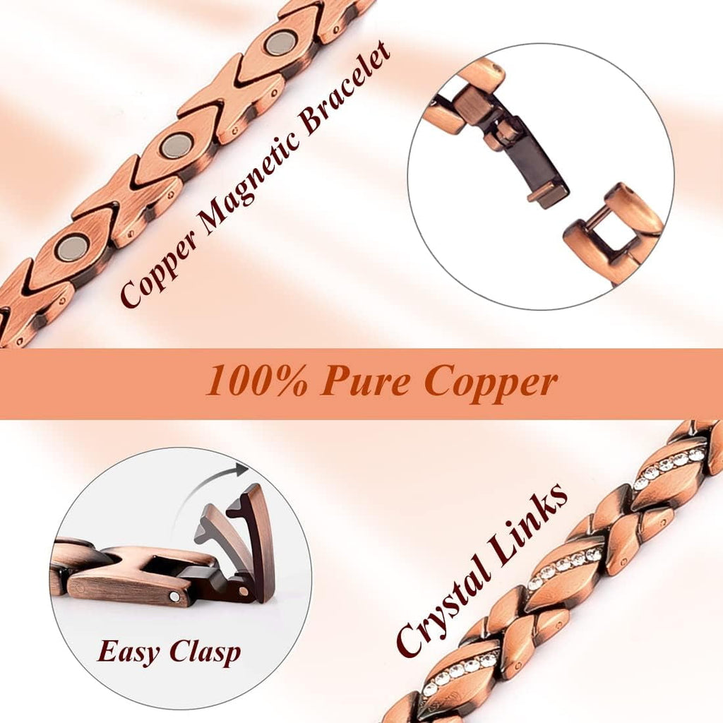 99.99% Solid Copper Magnetic Bracelets for Women