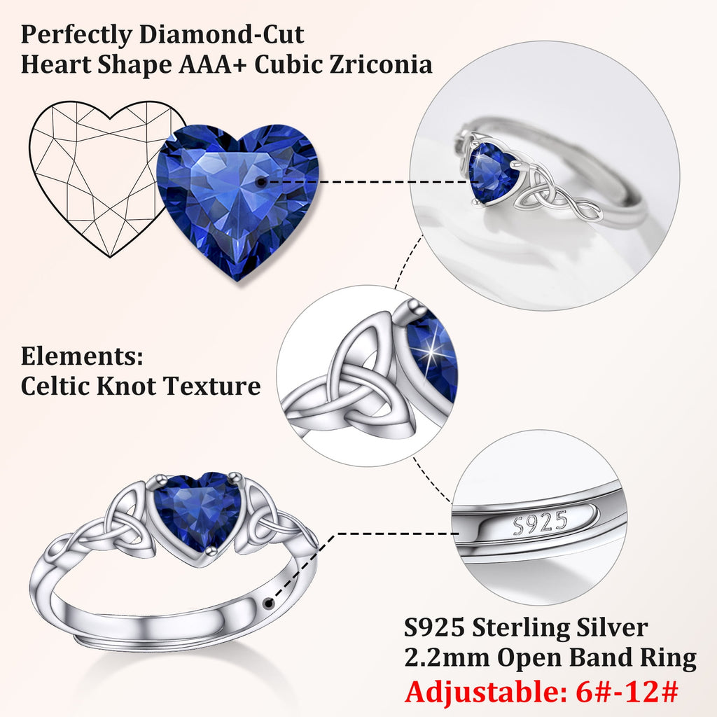 Infinity Celtic Knot Rings for Women 925 Sterling Heart Rings October Pink Tourmaline Rings for Mom Daughter Wife Girlfriend