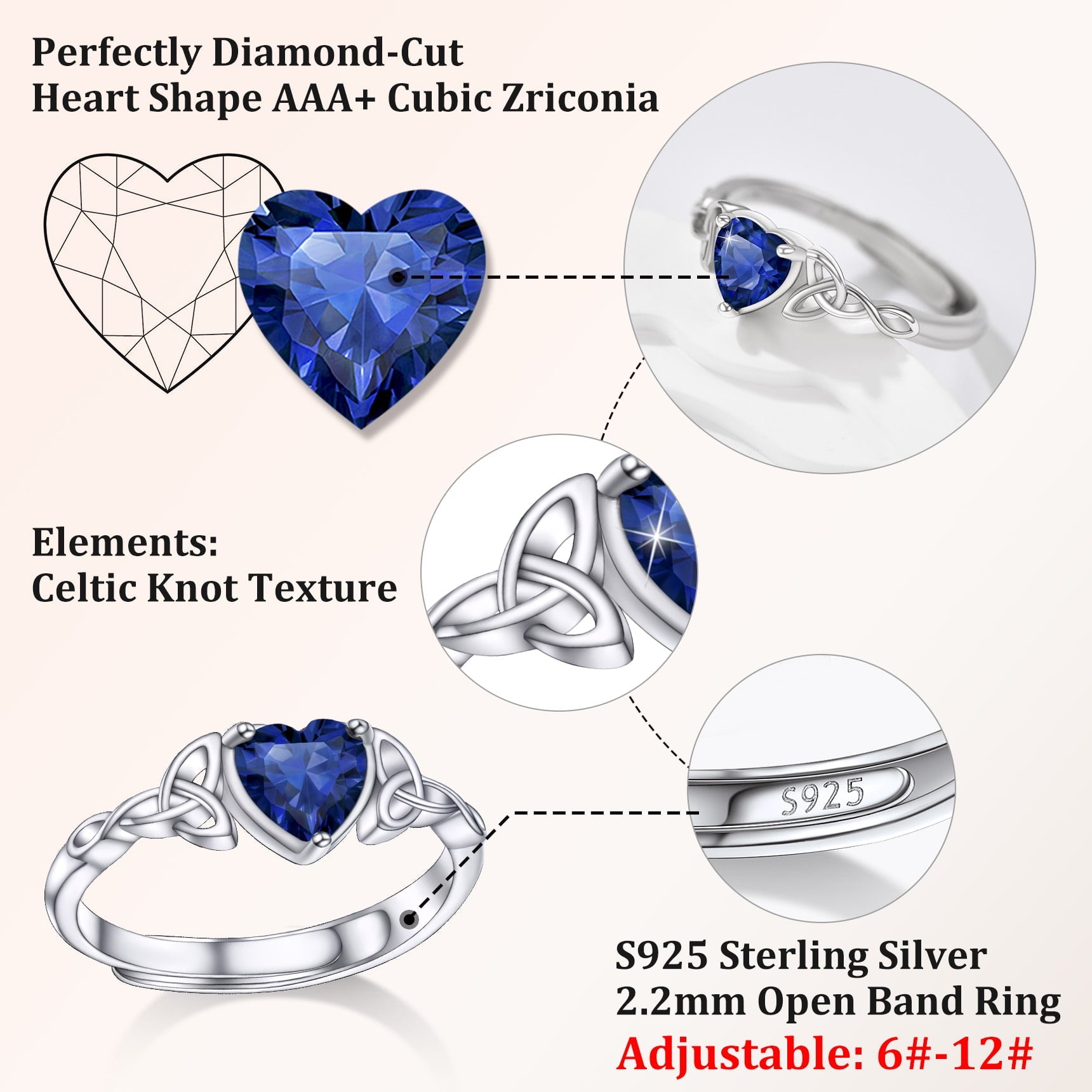 Infinity Celtic Knot Rings for Women 925 Sterling Heart Rings October Pink Tourmaline Rings for Mom Daughter Wife Girlfriend