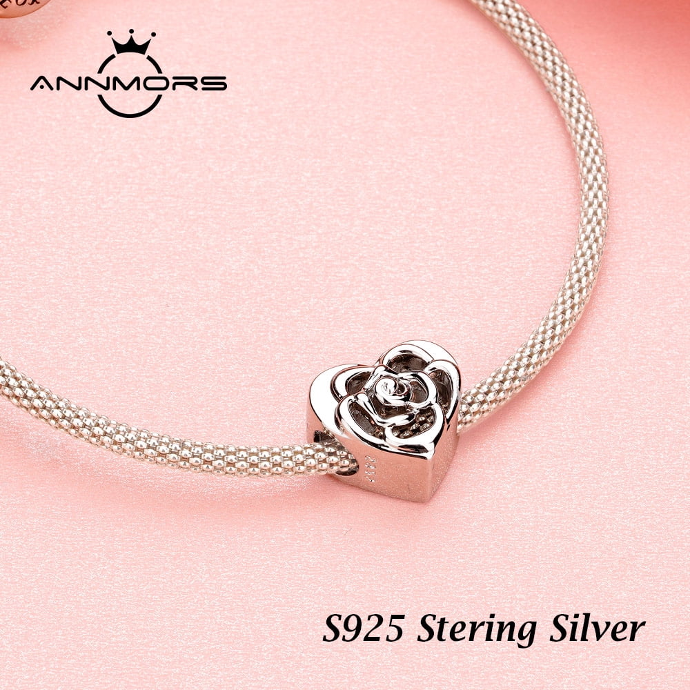 925 Sterling Charm for Bracelets Four Leaf Clover Lucky OpenWork Bead Charm Women Bracelet Charm