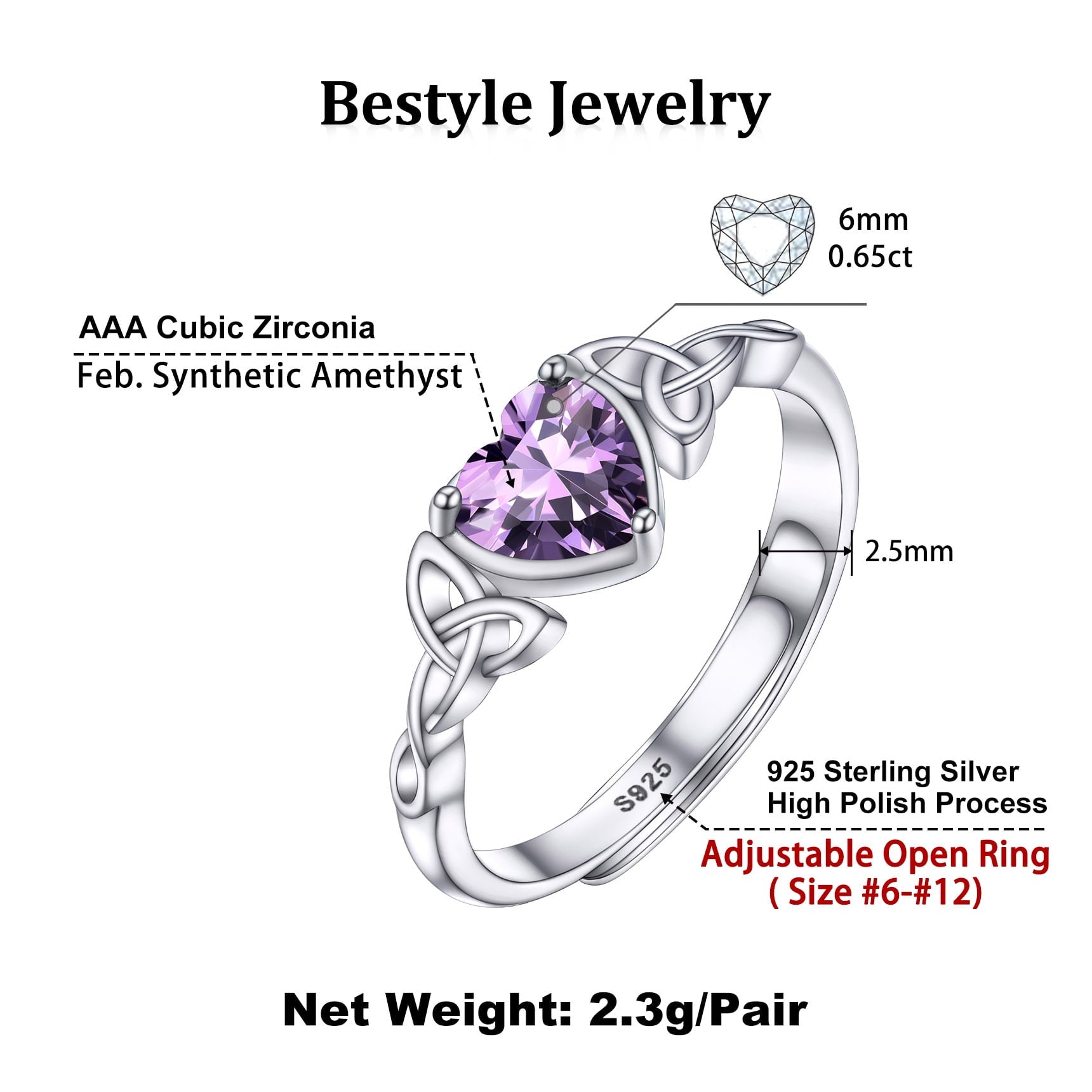 Infinity Celtic Knot Rings for Women 925 Sterling Heart Rings October Pink Tourmaline Rings for Mom Daughter Wife Girlfriend