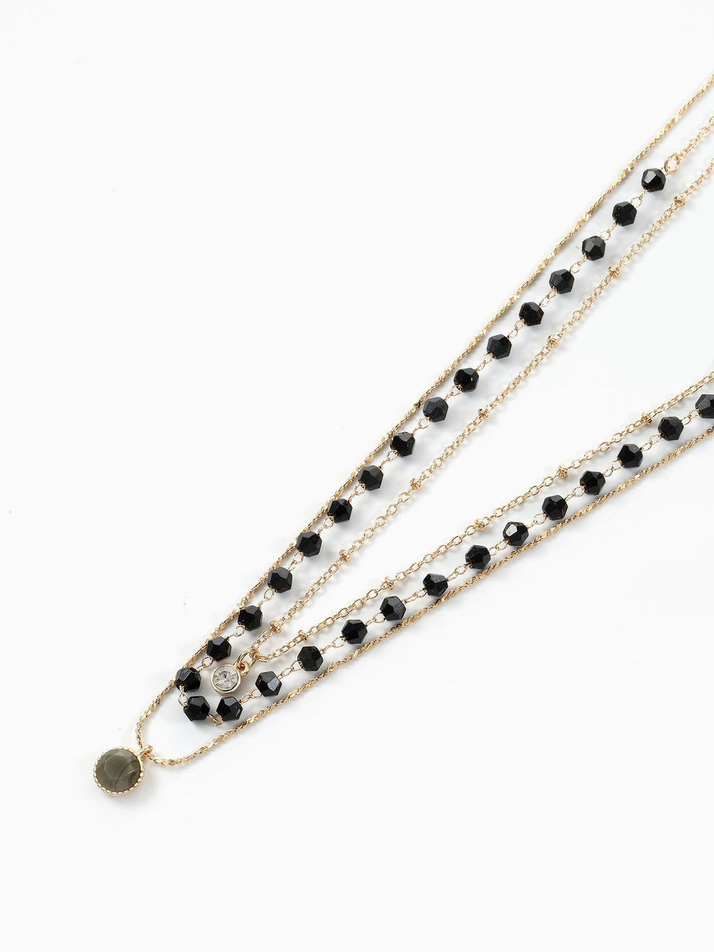 Women's Goldtone Layered Necklace Set, 3 Pieces, Black
