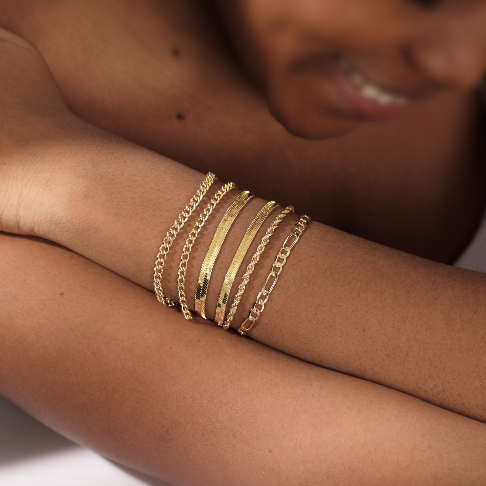 6PCS Bracelets for Women 14K Plated Dainty Layered Stacking Jewelry Set Gifts