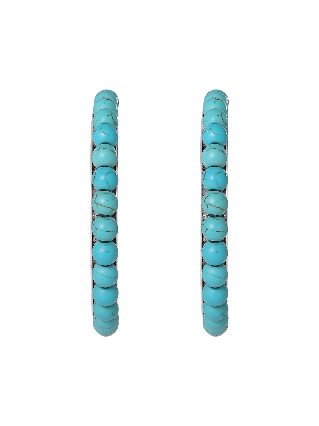 Faux Turquoise Half Hoop Earrings