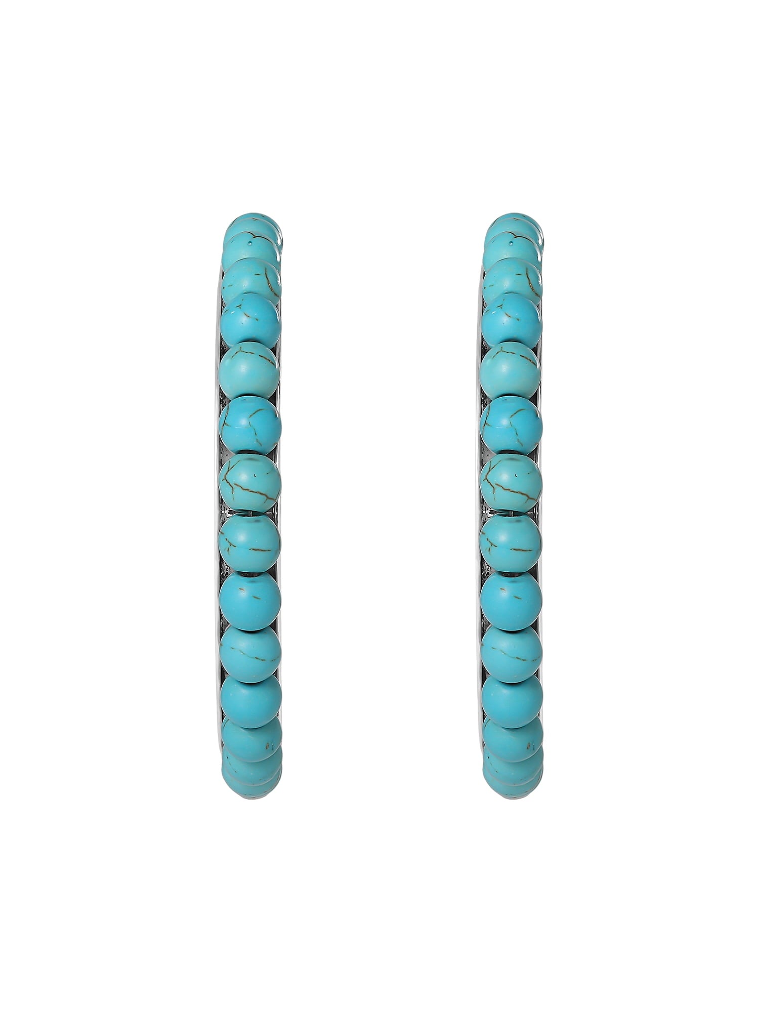Faux Turquoise Half Hoop Earrings