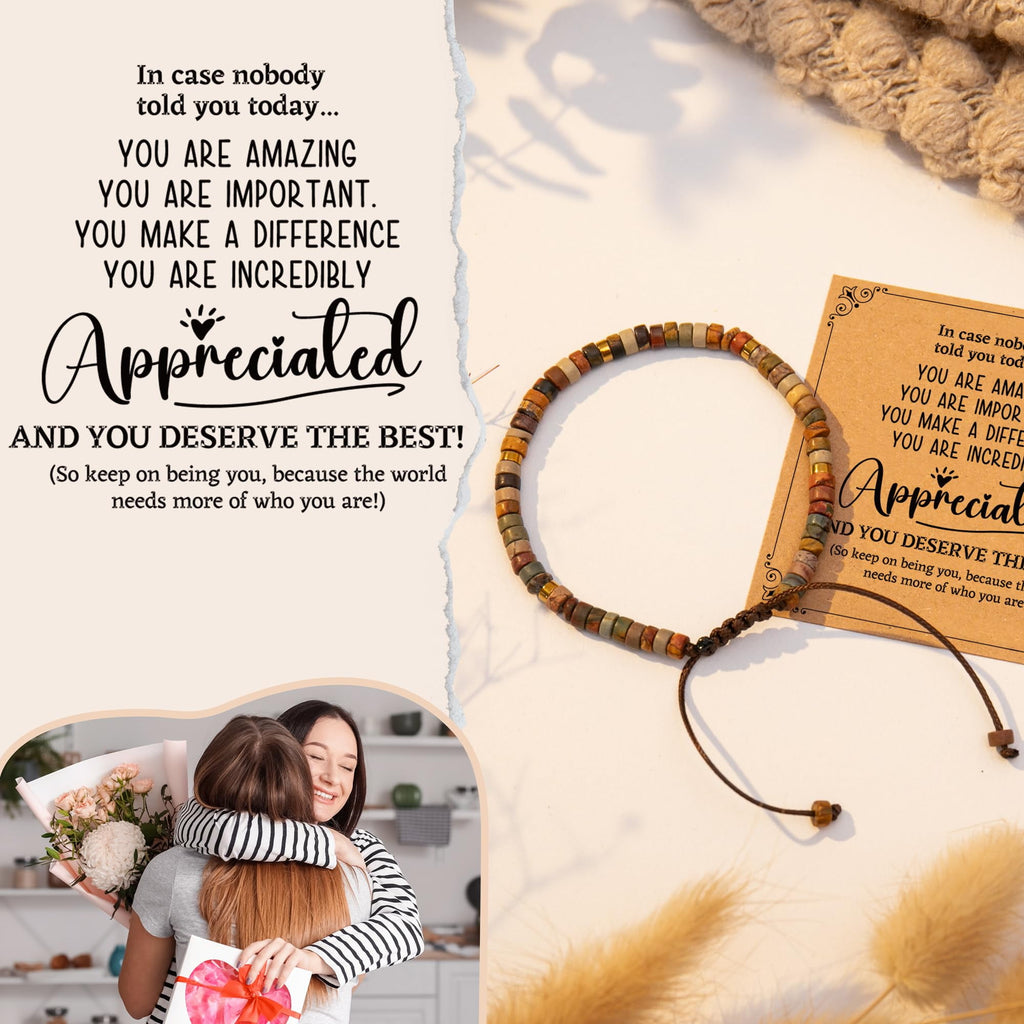 Inspirational Gifts Bracelets for Women - Healing Stone Bracelets - Cheer Up Appreciation for Teachers Women Friends Sister Bestie Coworkers Employees