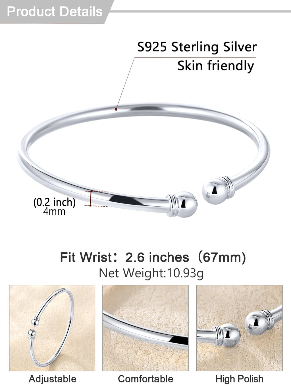 Twisted Bracelet for Women Open Bracelet Jewelry Solid Cuff Bangle