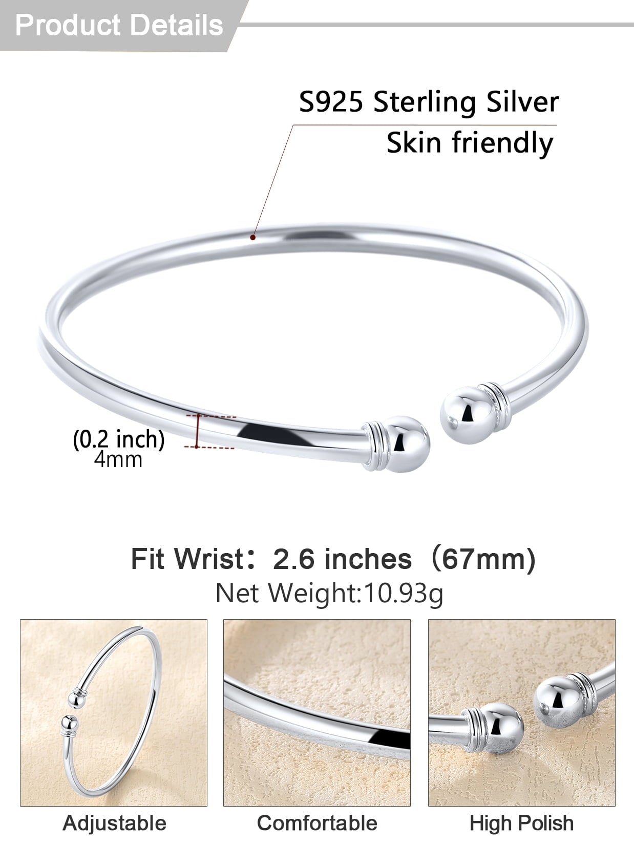 Twisted Bracelet for Women Open Bracelet Jewelry Solid Cuff Bangle