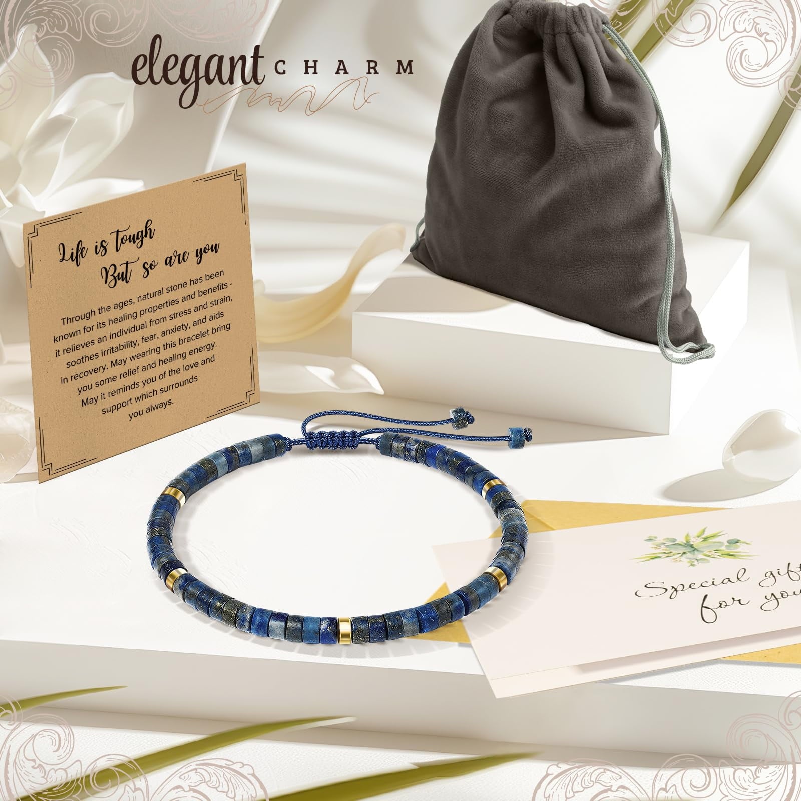 Inspirational Gifts Bracelets for Women - Healing Stone Bracelets - Cheer Up Appreciation for Teachers Women Friends Sister Bestie Coworkers Employees
