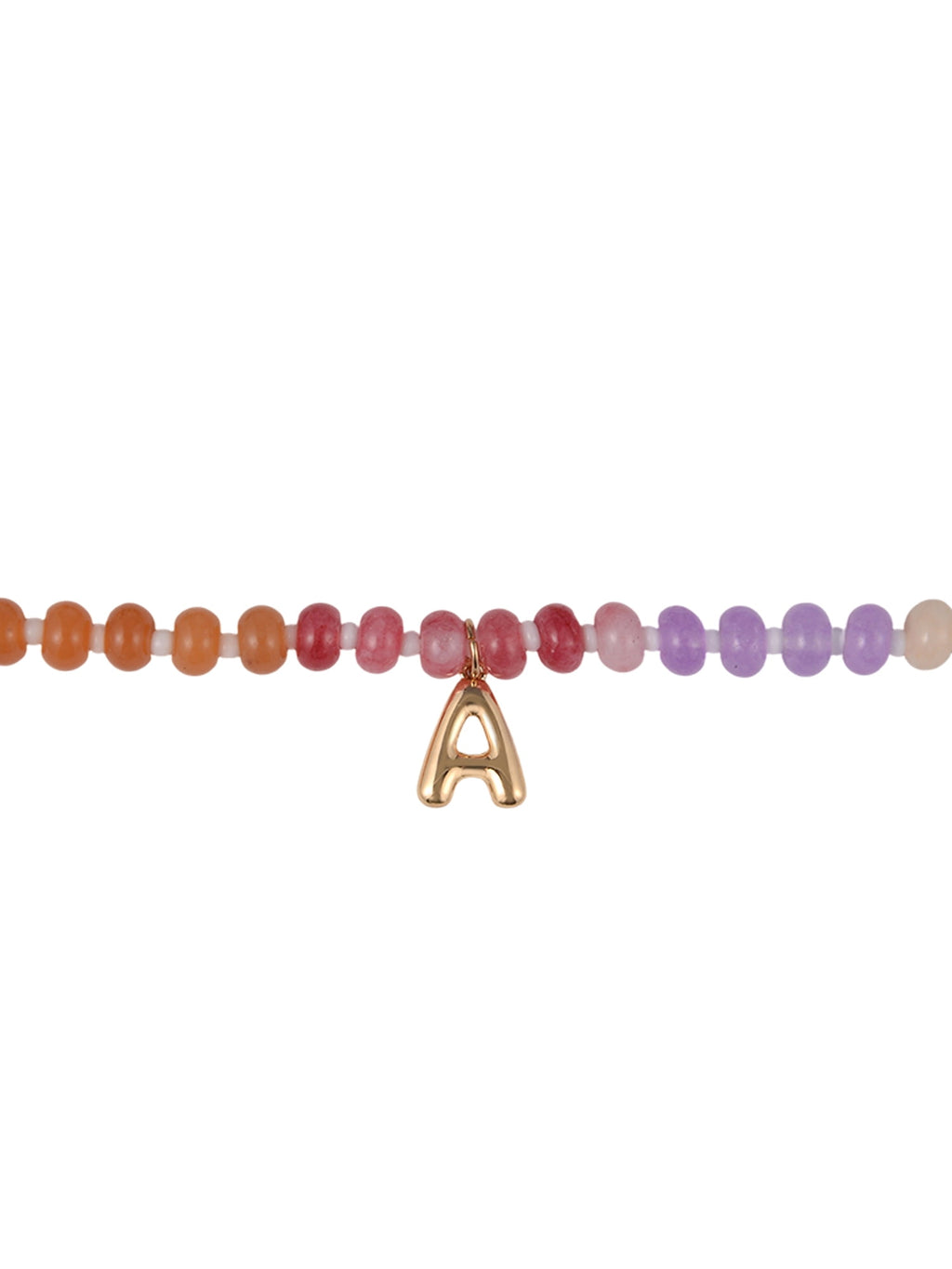 Goldtone Multicolored Bead Initial "A" Necklace