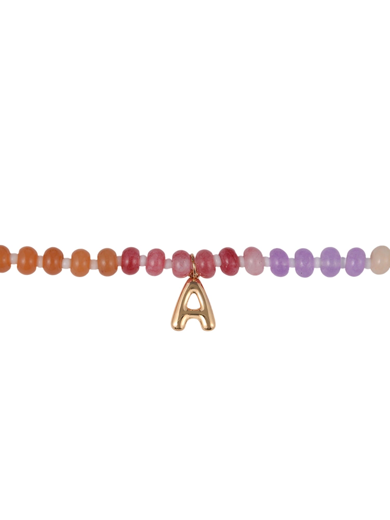Goldtone Multicolored Bead Initial "A" Necklace