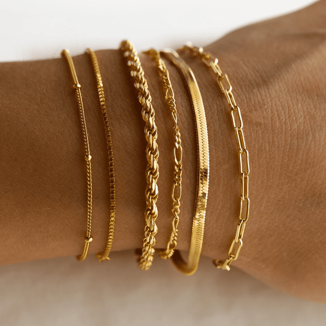 6PCS Bracelets for Women 14K Plated Dainty Layered Stacking Jewelry Set Gifts