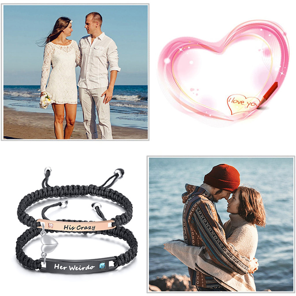 Magnetic Couples Bracelet, Adjustable Matching Macrame Bracelets, Stainless Steel Distance Relationship Bracelet, BF and GF Gifts