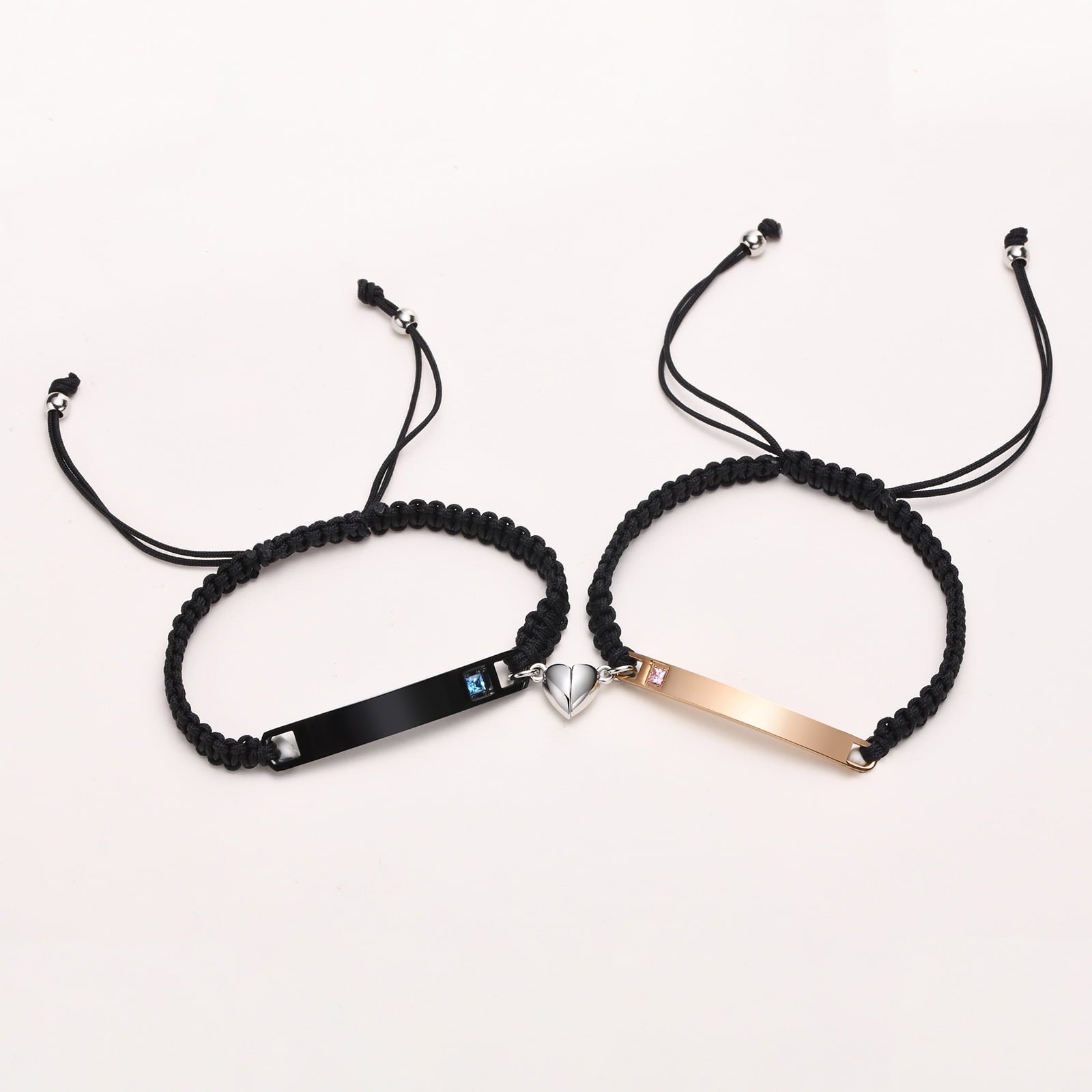 Magnetic Couples Bracelet, Adjustable Matching Macrame Bracelets, Stainless Steel Distance Relationship Bracelet, BF and GF Gifts