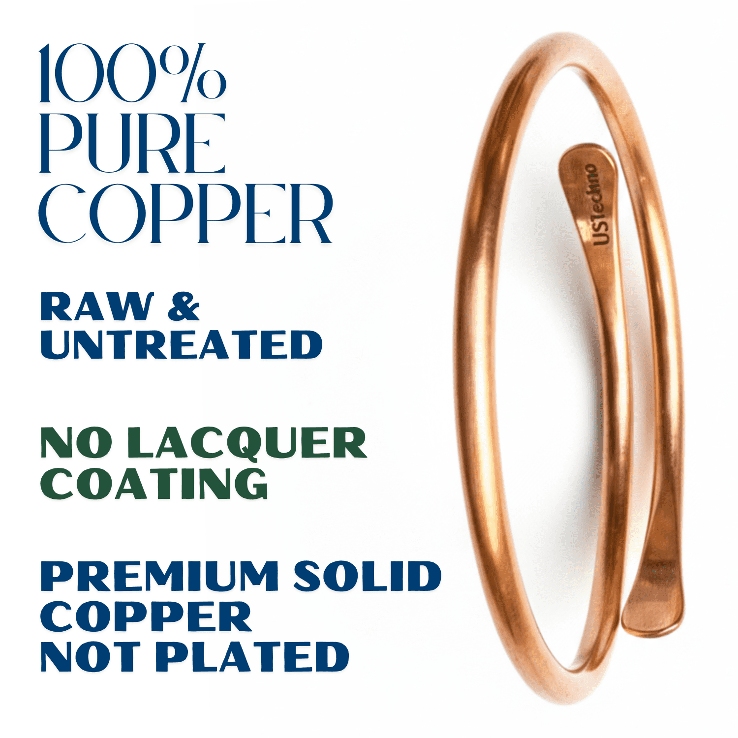Hand Forged Unisex 100% Copper Bracelet. Made with Solid High Gauge Copper and Health benefits. Enhance your well-being in style!