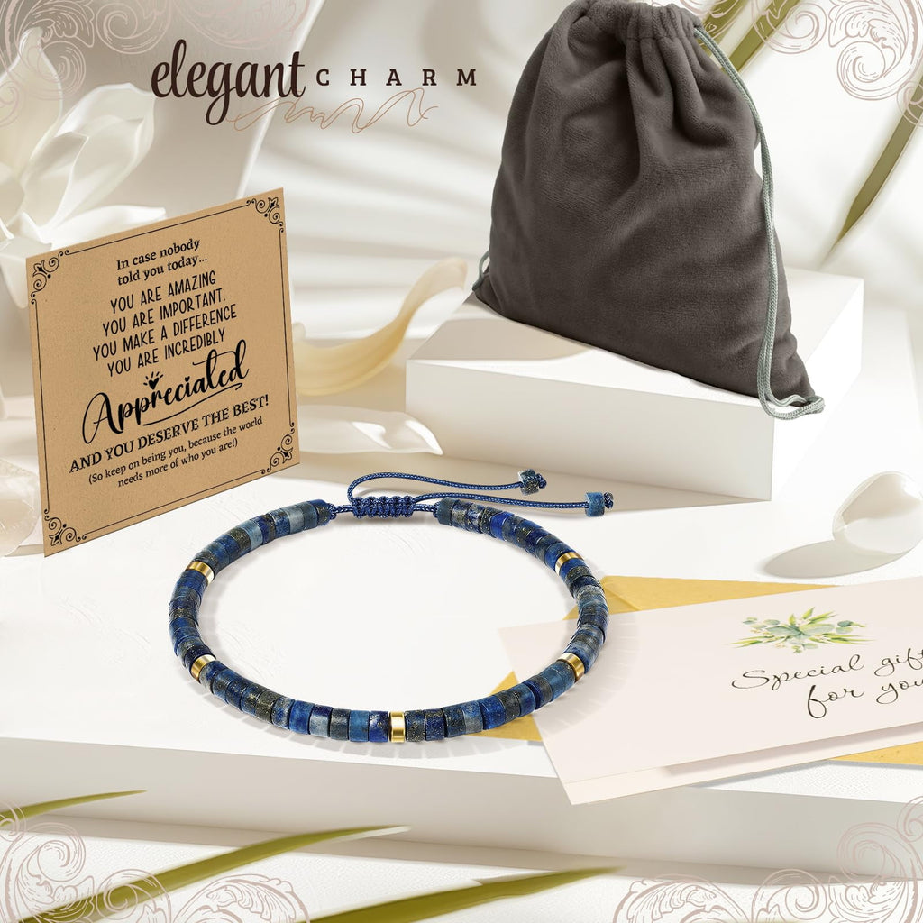 Inspirational Gifts Bracelets for Women - Healing Stone Bracelets - Cheer Up Appreciation for Teachers Women Friends Sister Bestie Coworkers Employees