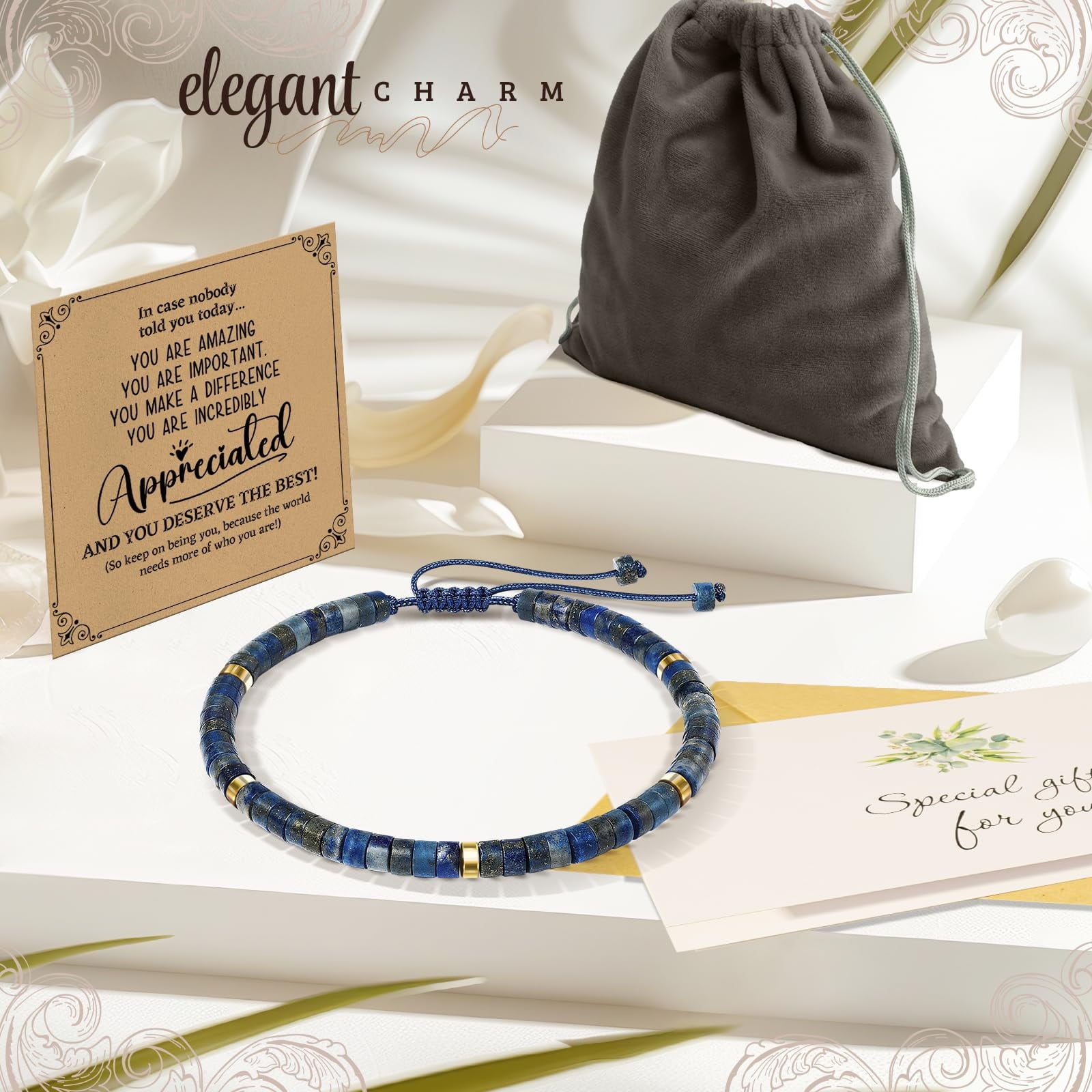 Inspirational Gifts Bracelets for Women - Healing Stone Bracelets - Cheer Up Appreciation for Teachers Women Friends Sister Bestie Coworkers Employees