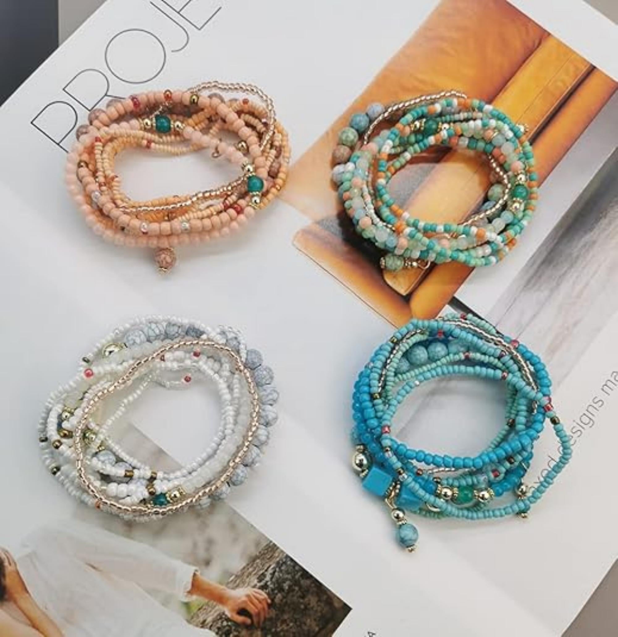 8 PCS Bohemian Women's Bracelet, Beaded Bracelet, Women's and Girls