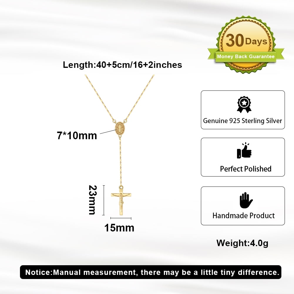 14K Plated Zirconia Cross Pendant Necklace for Women with 925