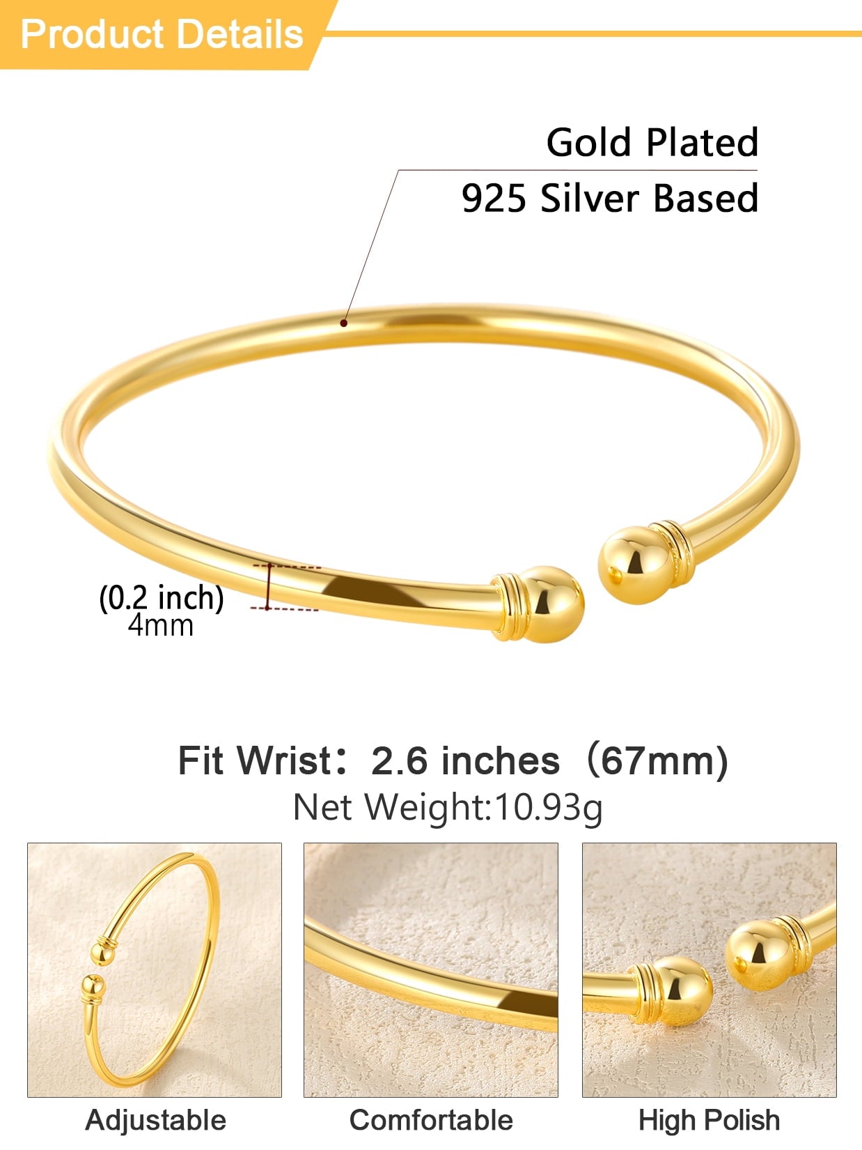 Twisted Bracelet for Women Open Bracelet Jewelry Solid Cuff Bangle