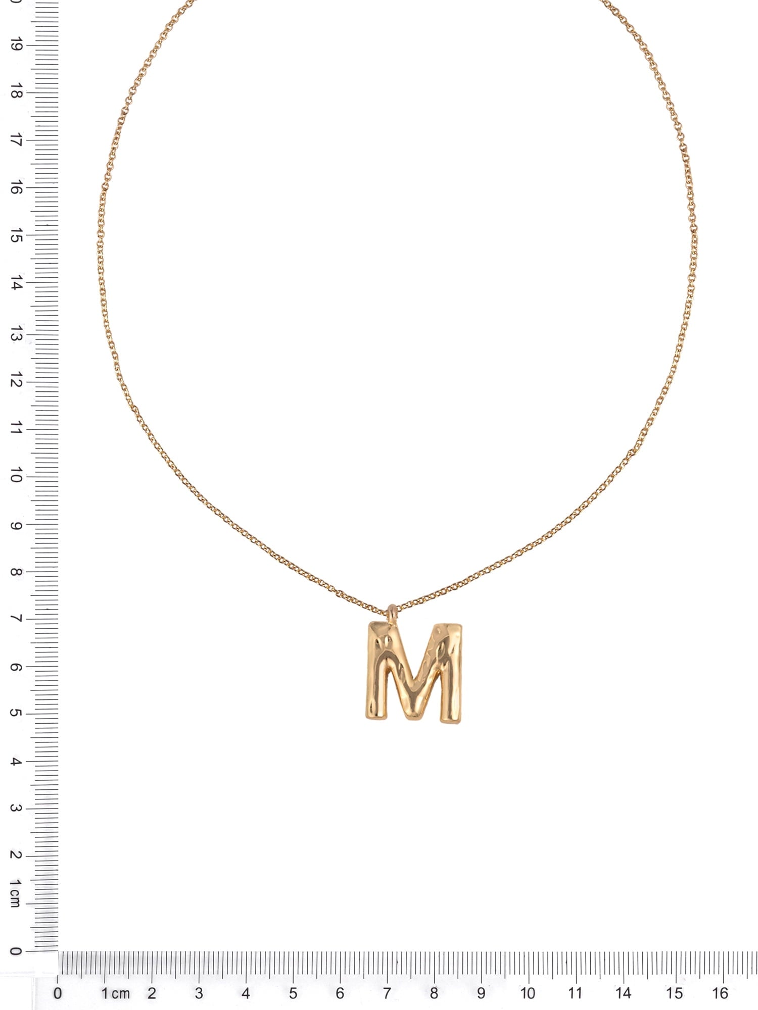 Goldtone Hammered Initial "M" Pendant Necklace
