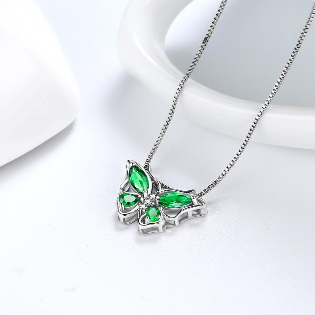 December Tanzanite Blue Butterfly Necklaces 925 Sterling Pendant Jewelry for Women Wife