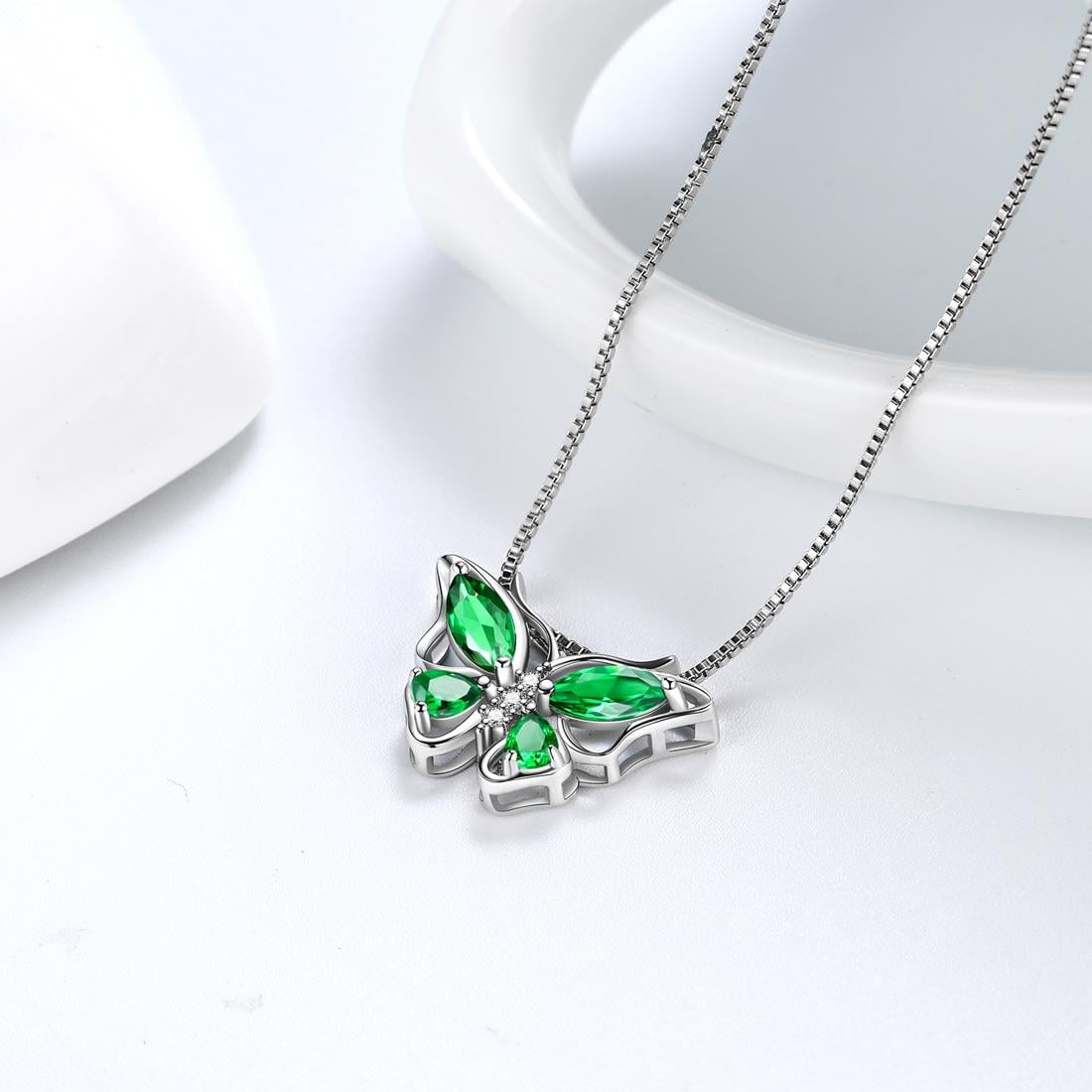 December Tanzanite Blue Butterfly Necklaces 925 Sterling Pendant Jewelry for Women Wife