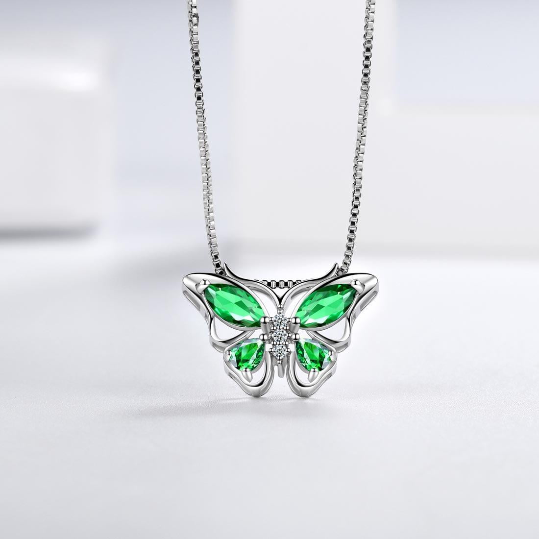 December Tanzanite Blue Butterfly Necklaces 925 Sterling Pendant Jewelry for Women Wife