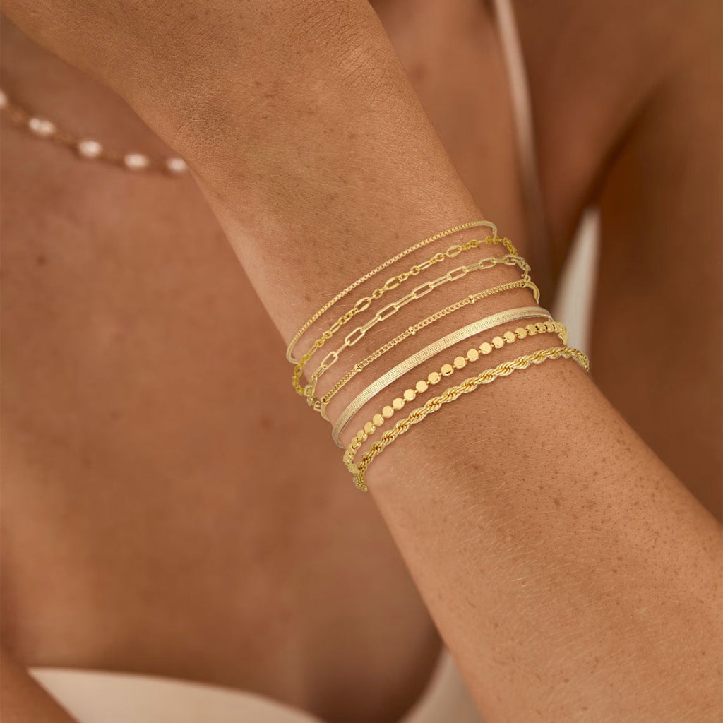6PCS Bracelets for Women 14K Plated Dainty Layered Stacking Jewelry Set Gifts