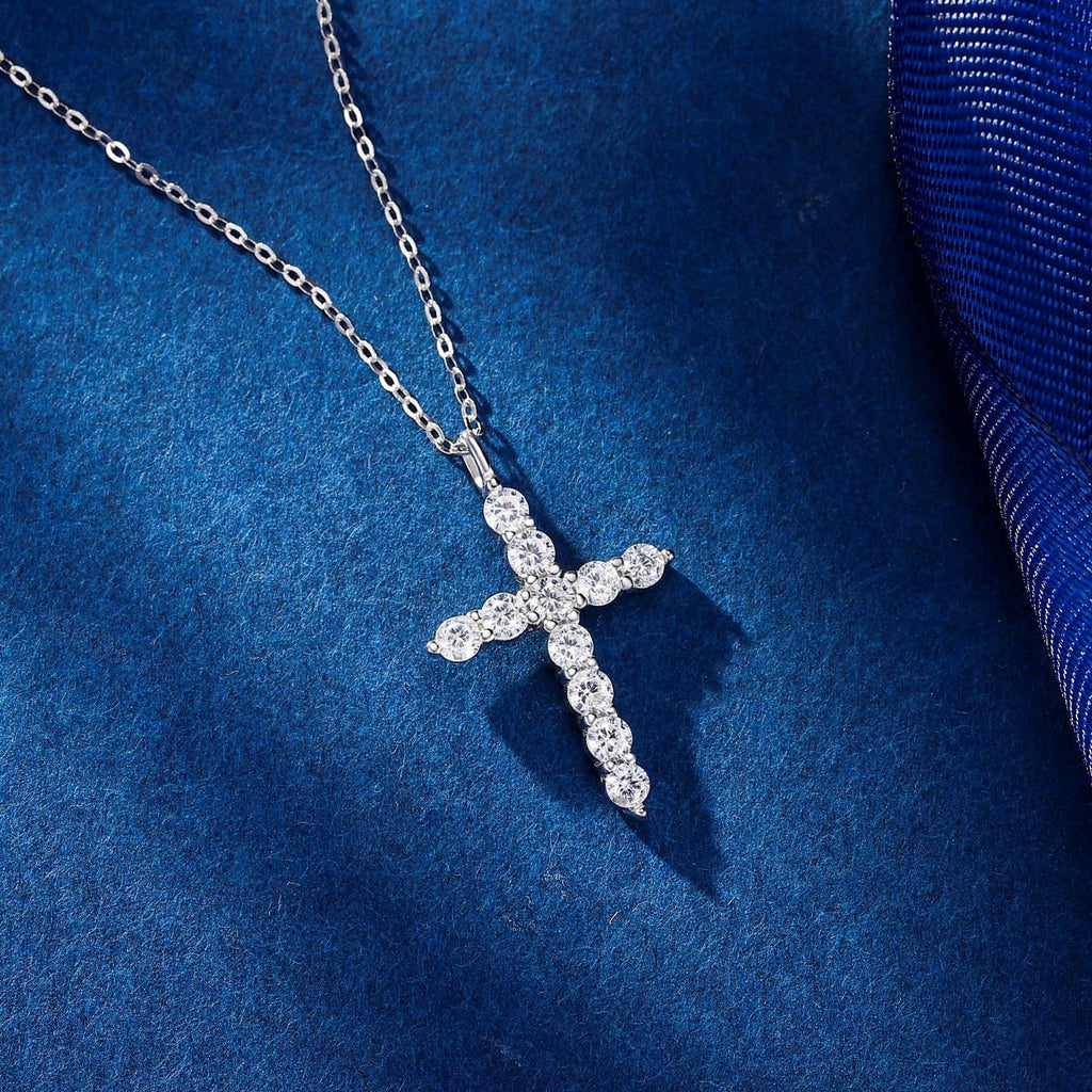 14K Plated Zirconia Cross Pendant Necklace for Women with 925