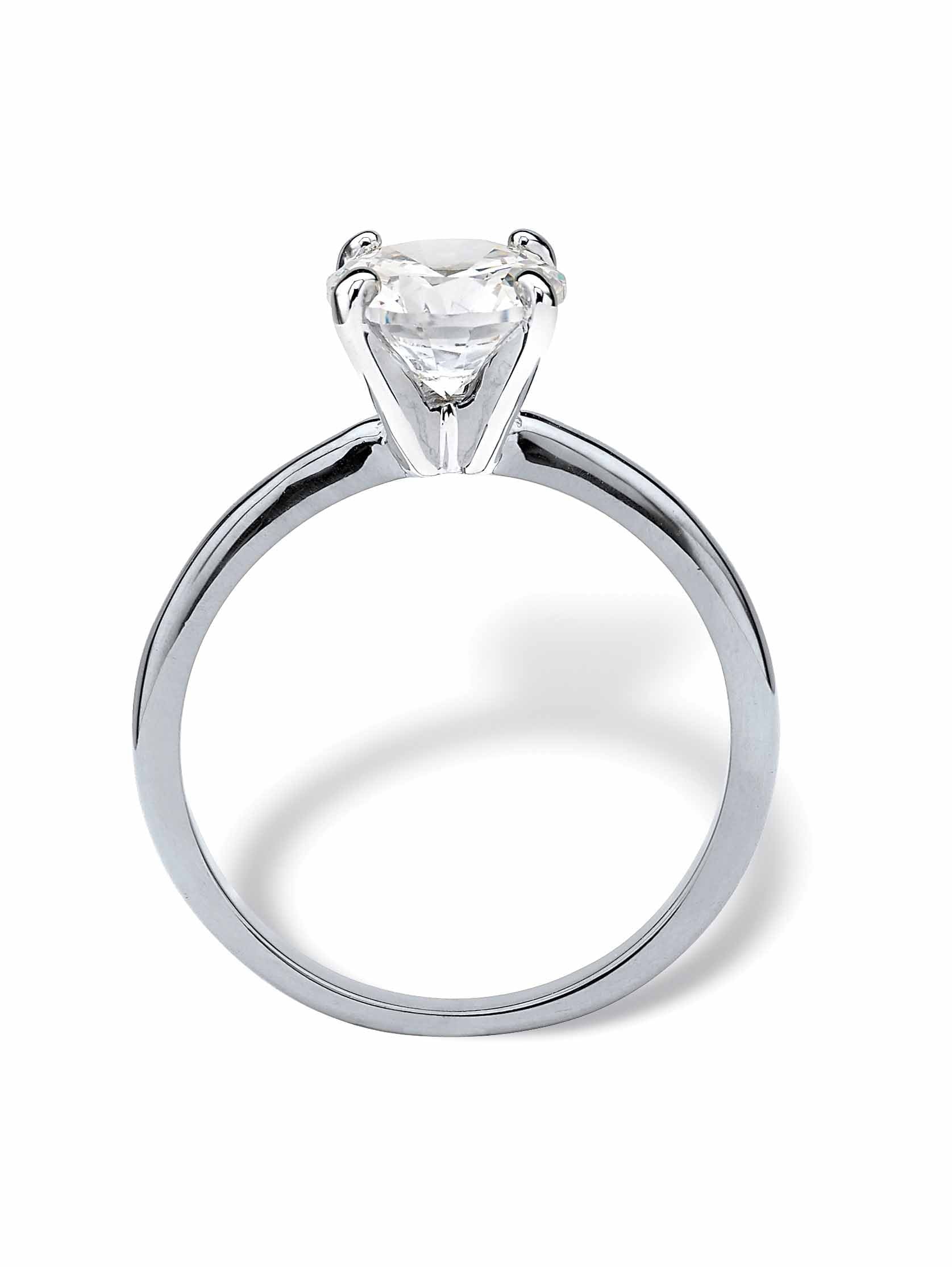Round Cubic Zirconia Engagement Ring 2.00ct t.w, 18K -Plated