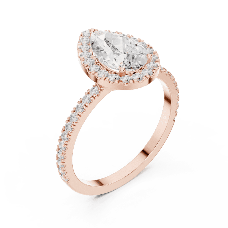 Diamond Ring | 1.37 Pear Cut Diamond Ring for Her | 18K Rose Plated over | D/VVS1 Size 7