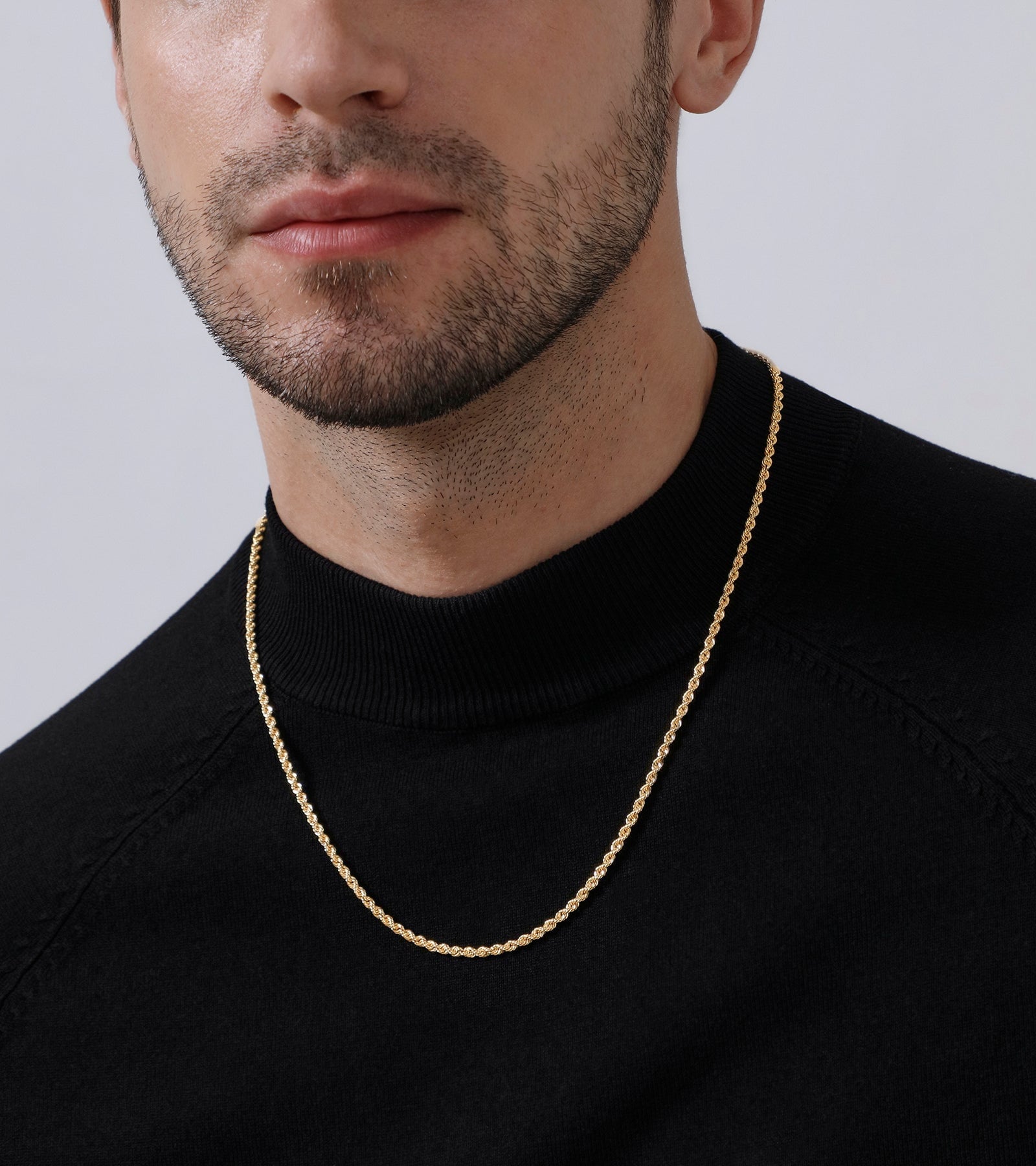 Chain Necklace Collection - 14K Solid Yellow Filled Rope Chain Necklaces for Women and Men with Different Sizes (2.1mm, 2.7mm, or 3.8mm)