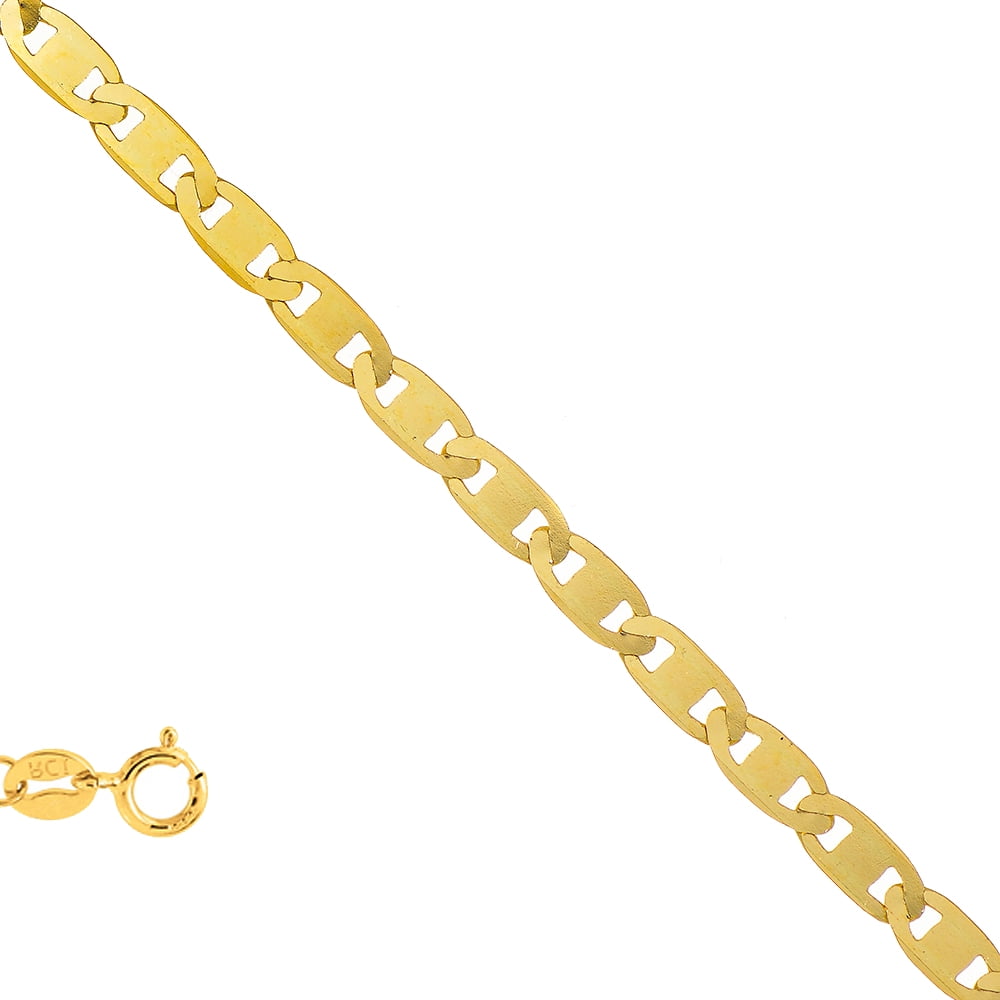 10k Solid Yellow 1.2mm Mariner Chain Necklace, Spring Ring Clasp