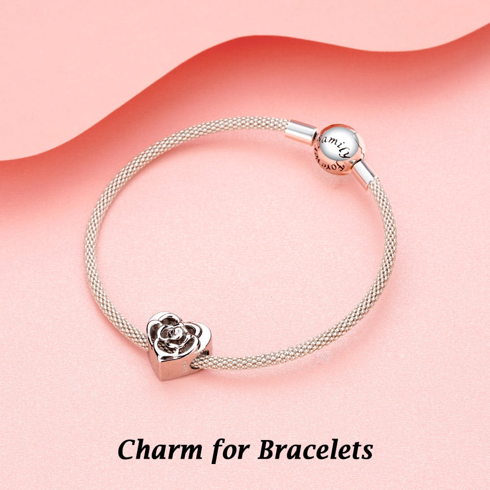 925 Sterling Charm for Bracelets Four Leaf Clover Lucky OpenWork Bead Charm Women Bracelet Charm