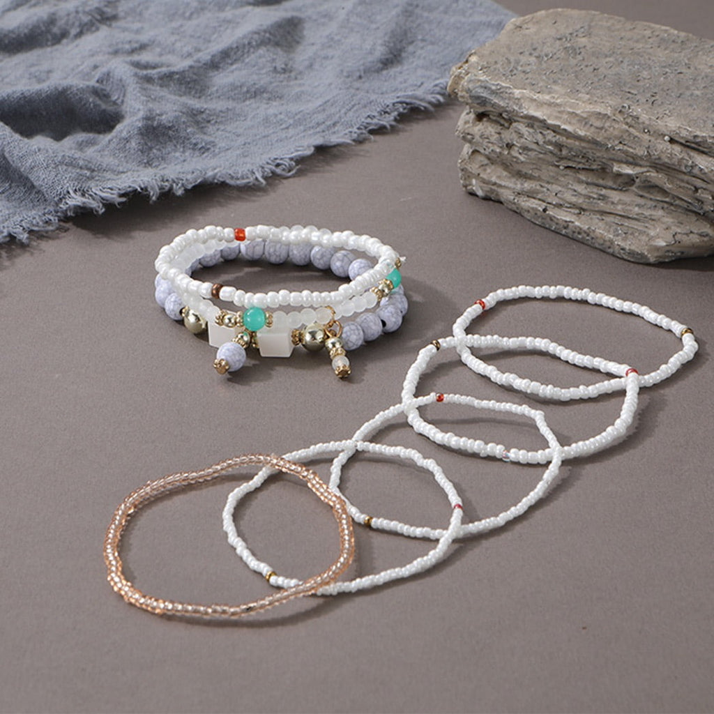 8 PCS Bohemian Women's Bracelet, Beaded Bracelet, Women's and Girls