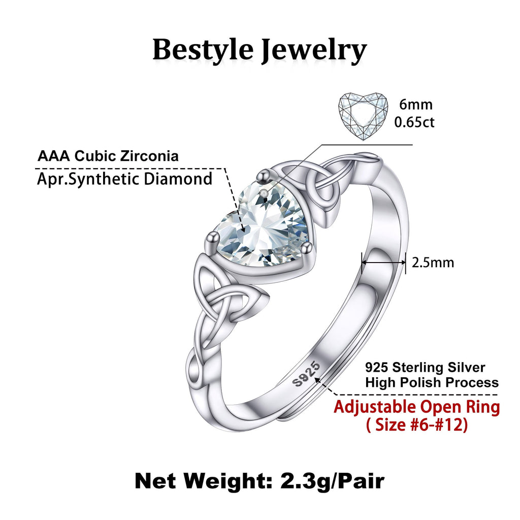 Infinity Celtic Knot Rings for Women 925 Sterling Heart Rings October Pink Tourmaline Rings for Mom Daughter Wife Girlfriend