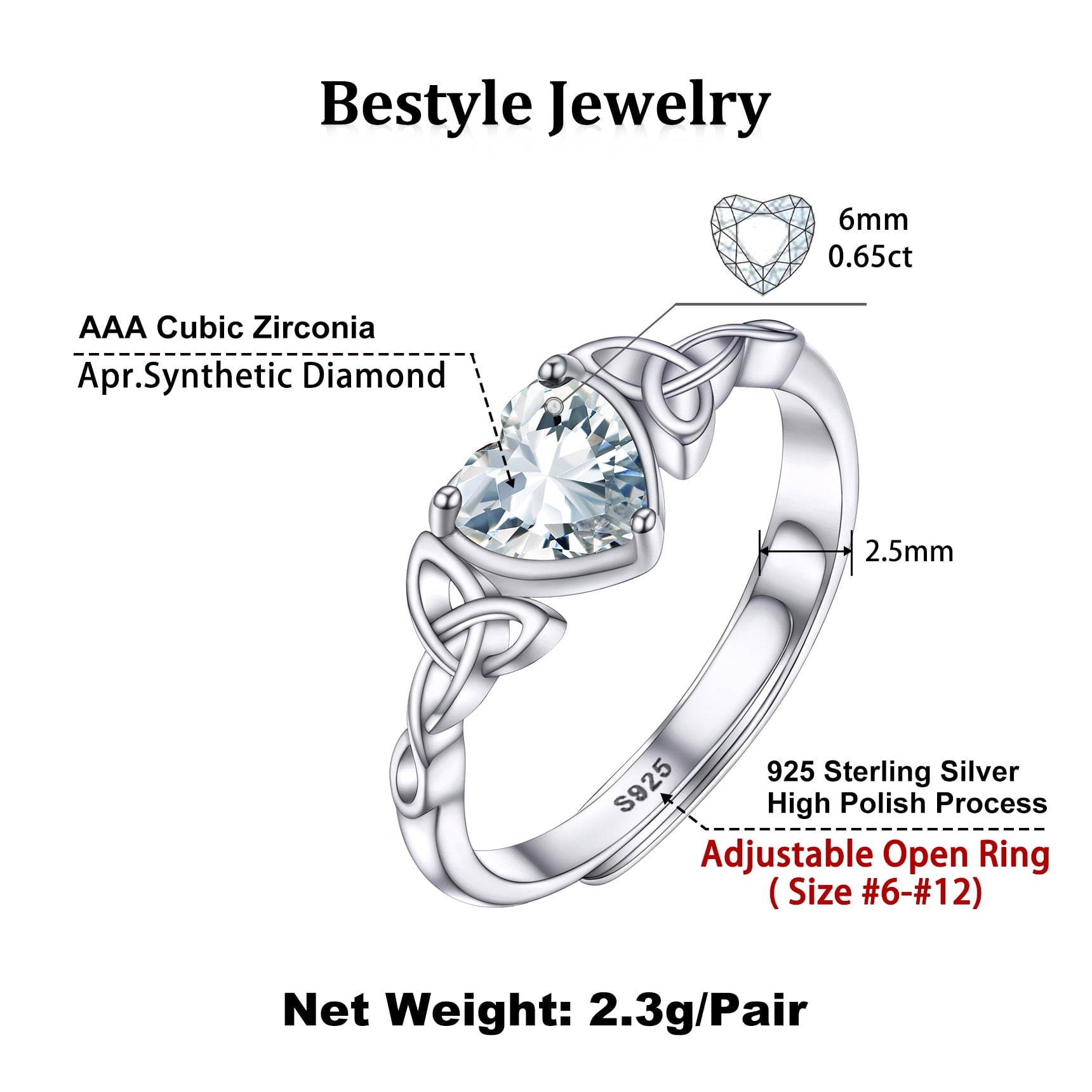 Infinity Celtic Knot Rings for Women 925 Sterling Heart Rings October Pink Tourmaline Rings for Mom Daughter Wife Girlfriend