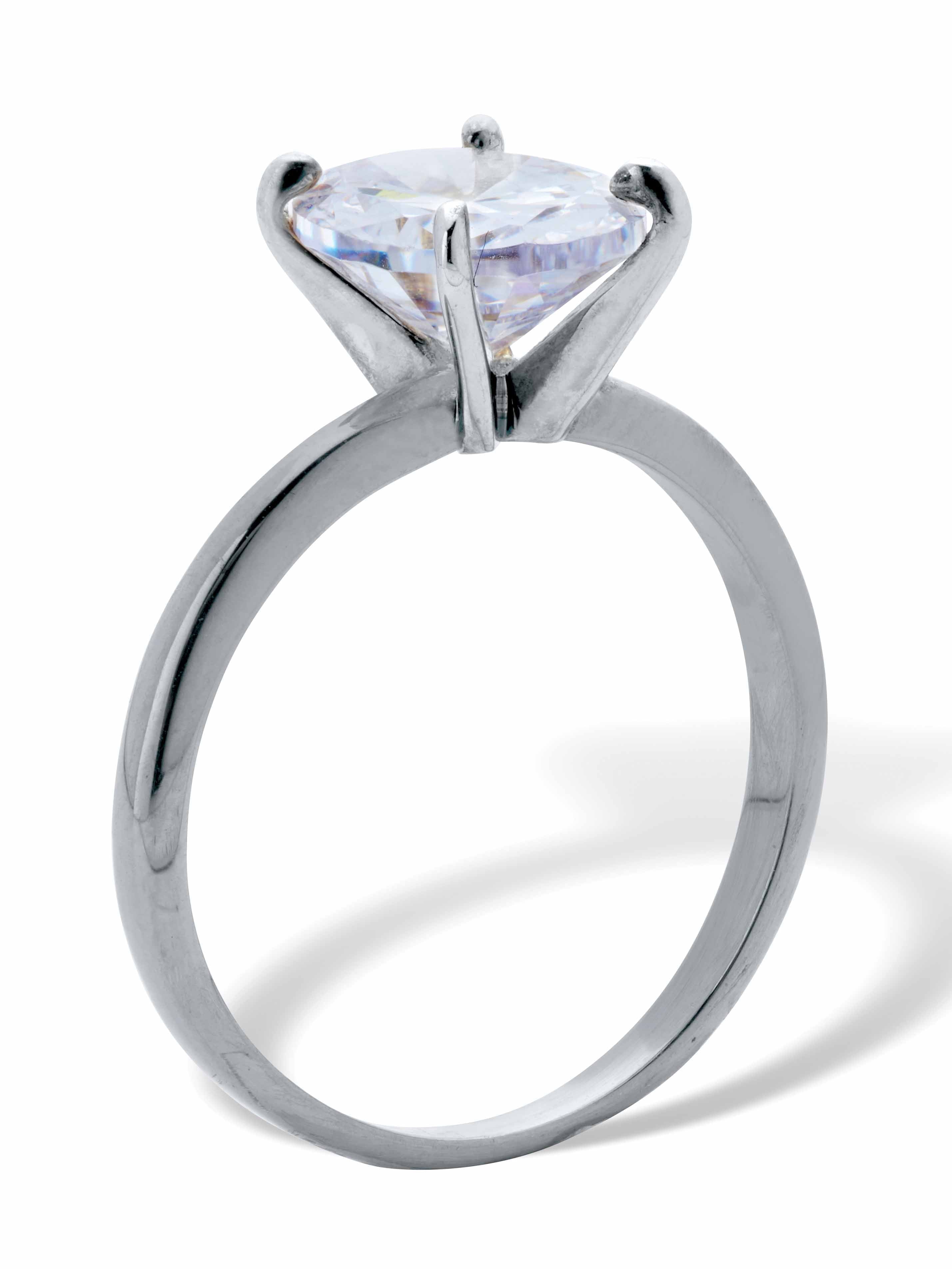 Round Cubic Zirconia Engagement Ring 2.00ct t.w, 18K -Plated