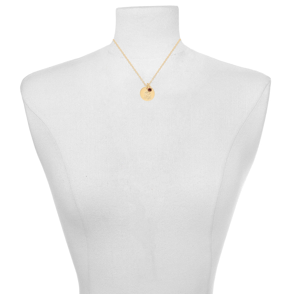 Women’s March Necklace, Tone Chain with Light Azure Stone &amp; Daffodil Flower