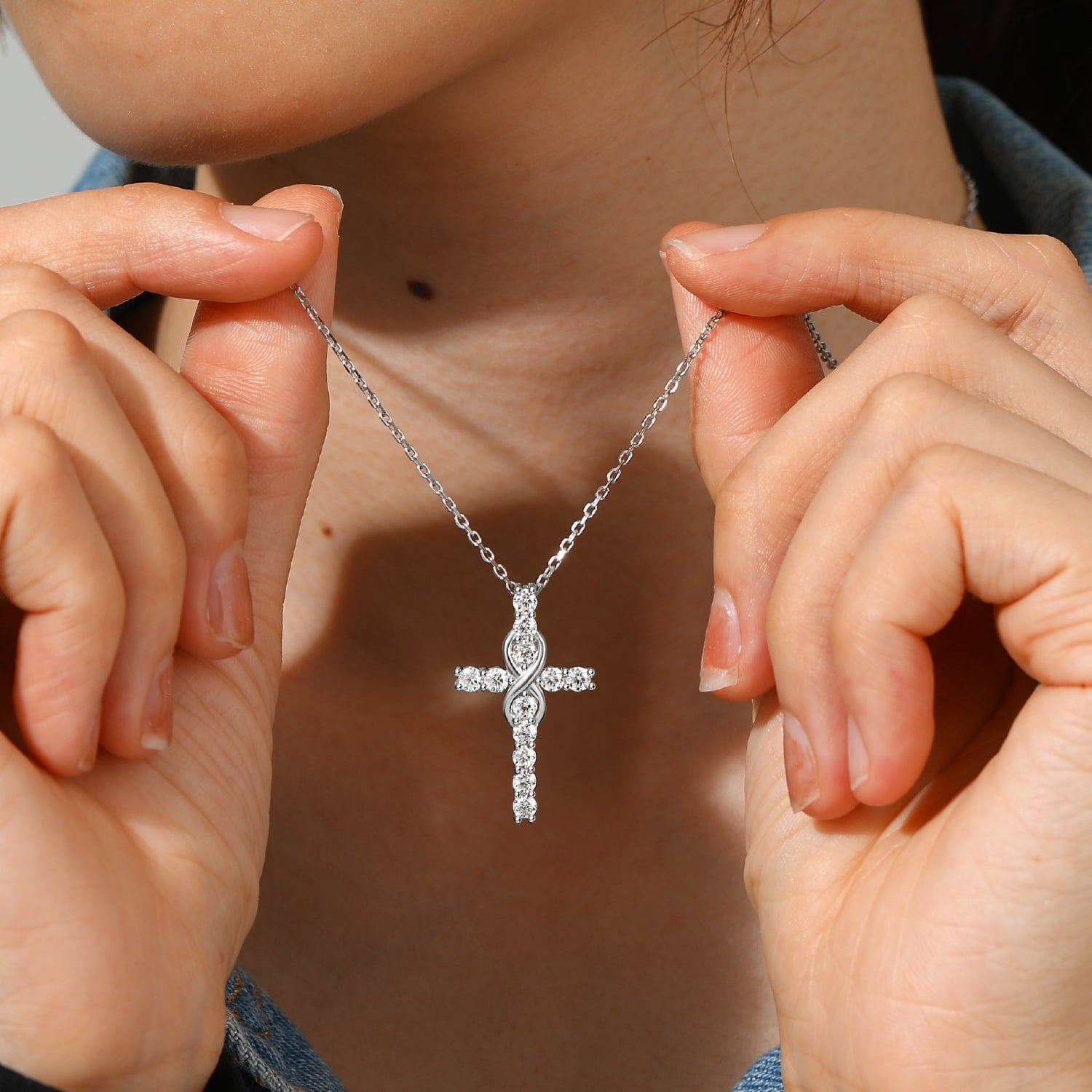 Cross Necklace for Women 1 Cross Pendant 925 Sterling Easter Christian Jewelry Gifts