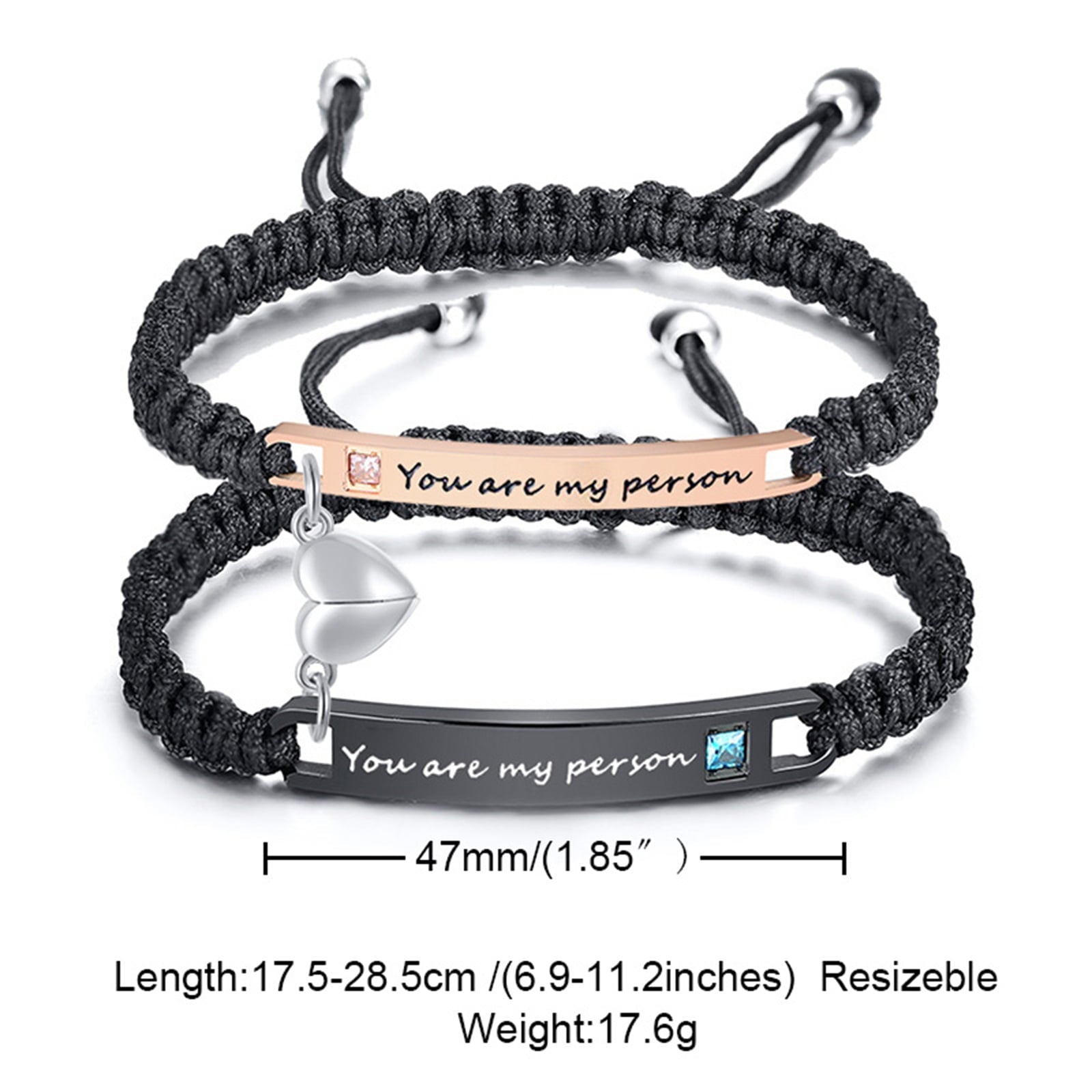 Magnetic Couples Bracelet, Adjustable Matching Macrame Bracelets, Stainless Steel Distance Relationship Bracelet, BF and GF Gifts