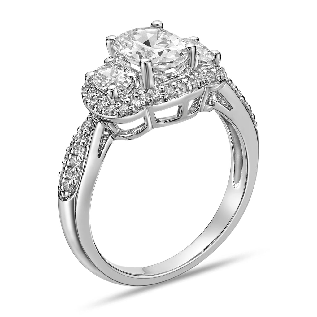 Fine Jewelry Sterling White Diamond &amp; Created Sapphire Engagement Ring