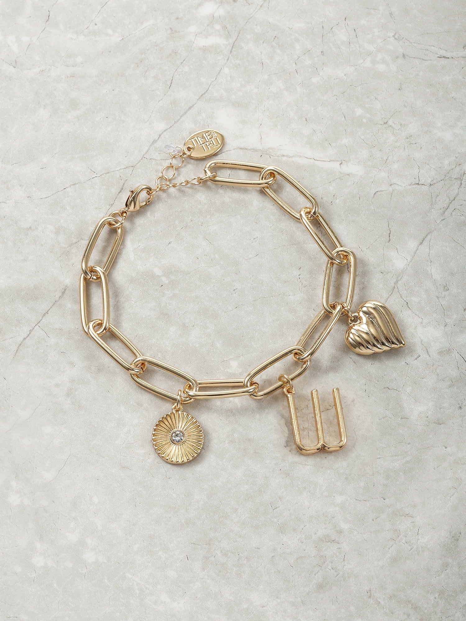 Goldtone Initial Charm Bracelet, Initial J