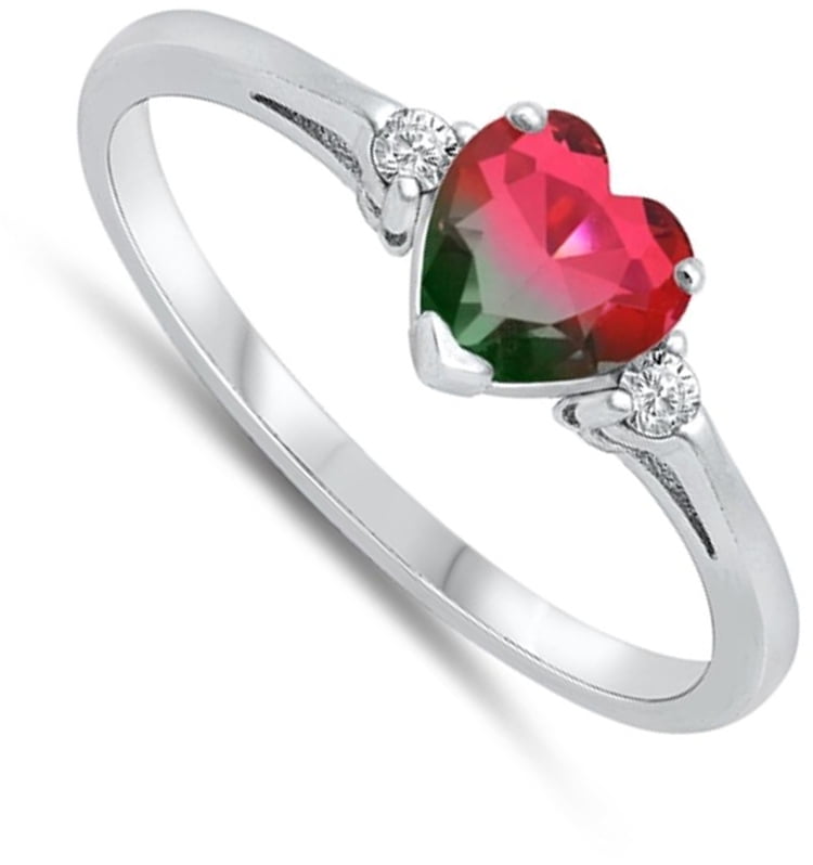 Sterling Simulated Emerald Heart Ring Ring Band Solid 925 Green CZ Female Size 6
